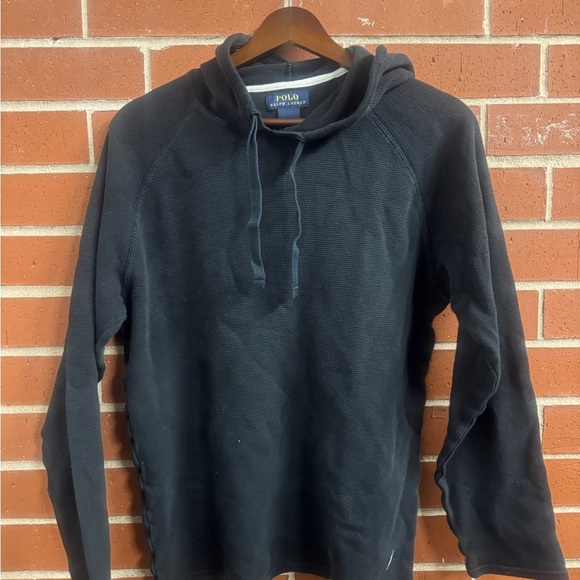 Polo Ralph Lauren Other - Polo Ralph Lauren Black Waffle Knit Hoodie Sweatshirt Men’s Large